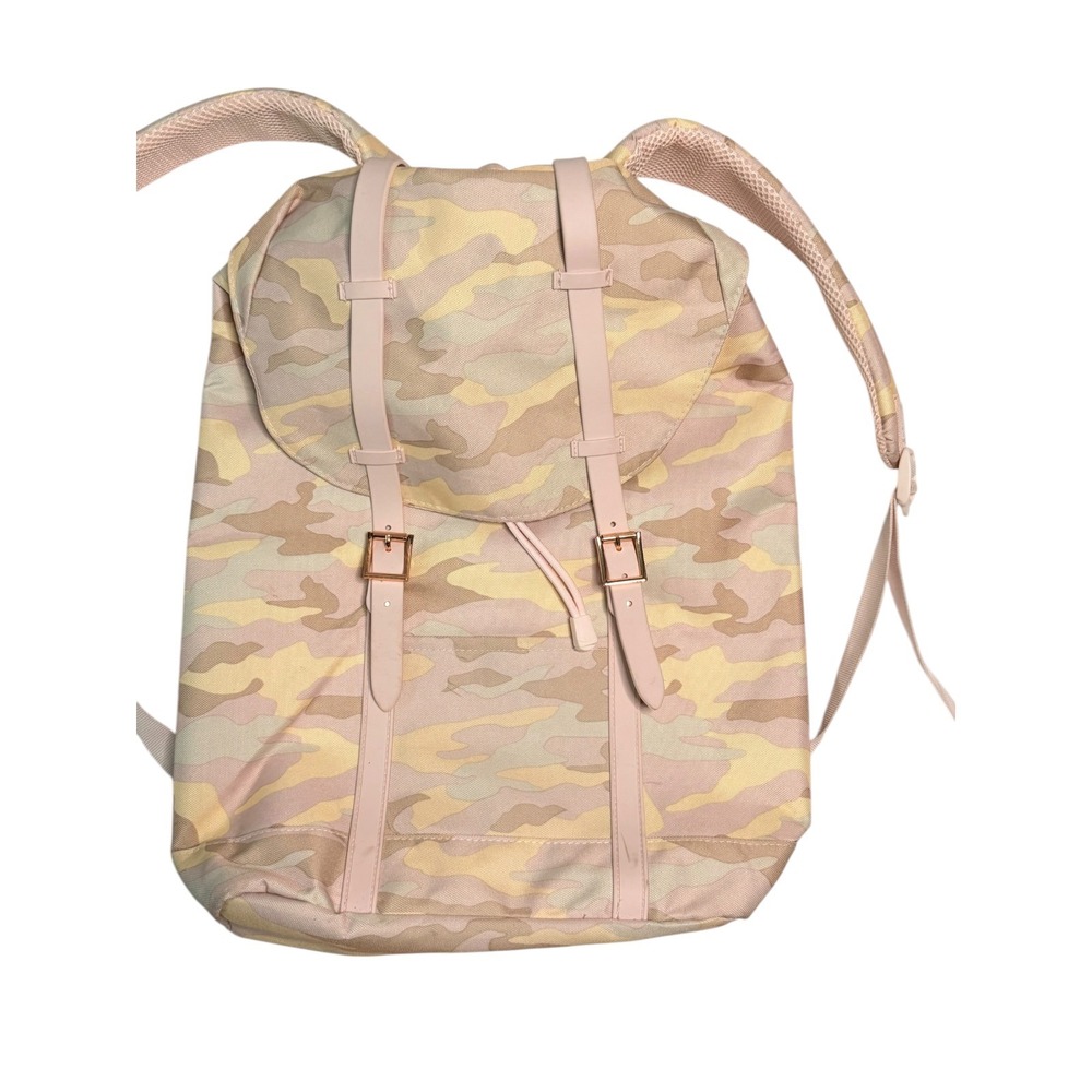 Unbranded Backpack Womens Large Pink‎ Camo Canvas Rucksack Rose Gold Hardware
